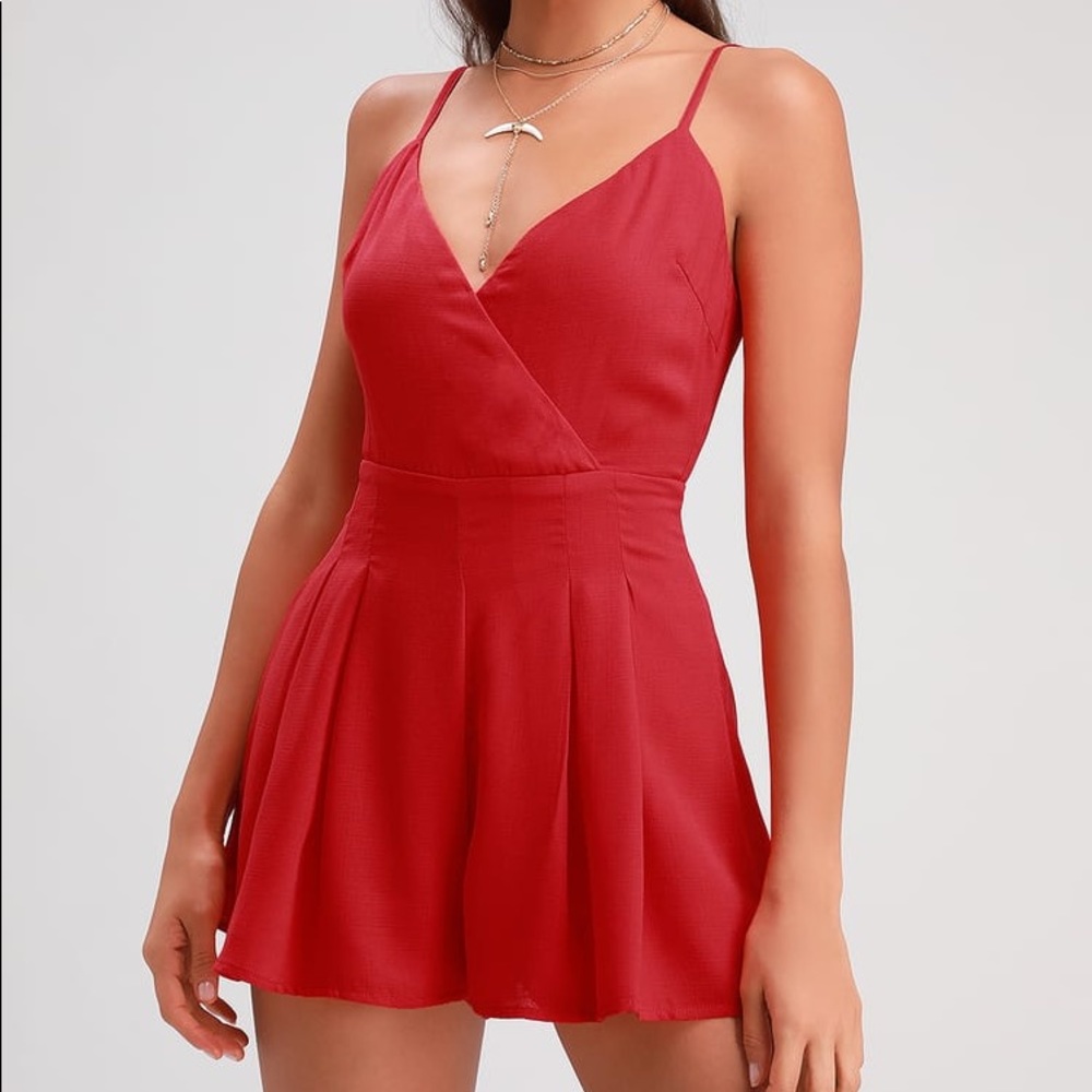 Lulu’s Red Romper Dress XS new